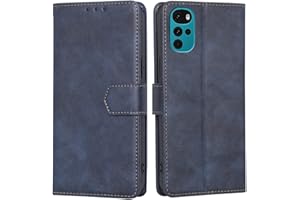 Aggoly for Motorola Moto G22 Wallet Case, Premium Leather Flip Folio Wallet Case [Card Slots] [Kickstand] [RFID Blocking] Shockproof Cover For Motorola Moto G22 Phone (Blue)