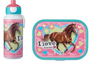 Mepal - Lunch-Set Campus - Lunch-Set für Kinder mit Pop-up Trinkflasche & Lunch Box - Lunch-Set für die Schule oder unterwegs - Spülmaschinenfest & BPA-frei - 400 ml + 750 ml - My Horse