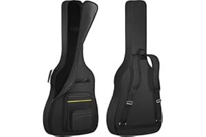 FREEAMG Bass Guitar Bag, Guitar Gig Backpack with Multi-Pockets 5mm Thick Padding, Water Resistent Guitar Backpack with Adjustable Shoulder Strap, Electric Bass Case for Electronic bass Guitar,Black