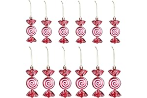 Zocipro 12 sztuk dekoracji bożonarodzeniowych, zawieszek w kształcie lasek cukrowych – czerwono-białe, brokatowe słodycze jako bombki choinkowe z tworzywa sztucznego, bombki choinkowe i ozdoby