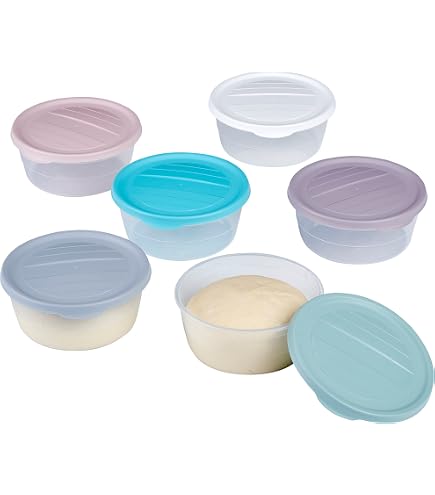 Boîtes à Pizza/Fermentation - Lot De 4 - Silicone Alimentaire Antiadhésif - Micro-ondes, Lave-Vaisselle (Bleu/Blanc)