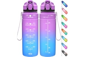 Coolfel Motivational Water Bottle with Time Markings, 1.5l 1l Sports Water Bottle 700ml 500ml Kids Water Bottles, BPA Free Tritan Leakproof Reusable Drink Bottle for Gym, School, Running