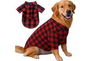Yoolhamy Plaid Dog Shirt Red Outfit Cute Clothes Soft Dog Christmas Clothes Casual Costume for Small Medium Large Dogs Pets (XL)