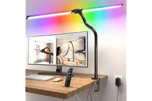 LED Skrivbord 22W 1800LM, 75 cm Bord med Dubbla Huvuden med 90mm Klämma