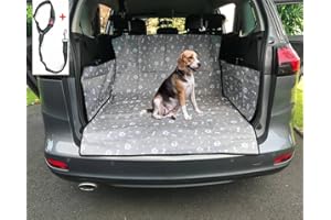 GoBuyer Waterproof Car Boot Liner Protector Covers for Dogs with Side Protection (Grey) + Free Headrest Strap