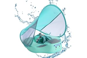 Voihamy Natation pour Bebe - Piscine Bouee Bebe - Bouee Bebe avec Pare Auvent - UPF 50+ Funny Anneau Bain Bébé avec Pare Soleil | Boucle Sécurité Accessoires Piscine Pas Retournement