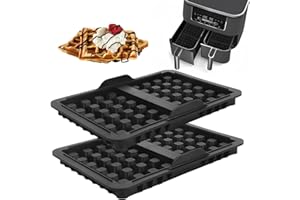 SHINHERYEE für Ninja Heißluftfritteuse Zubehör, 2 Stück Waffeleinsatz Heißluftfritteuse Zubehör, Airfryer Zubehör mit Ninja AF400EU, AF451EU, SL400EU, und AF500DE, Doppelt Backschaleneinsatz aus Silikon