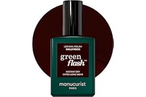 Manucurist Vernis Semi Permanent Noir Green Flash Hollyhock - Vernis Gel Ongle UV Semi Permanent & LED - 12-Free, Bio Sourcé (84%) - Manucure Professionnelle - 15 ml