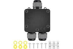 IP68 Waterproof Junction Box, COOLWEST 3-Way Outdoor Cable Connectors with PG13.5 Gland Wire Connector Electrical Junction Box for 5-12MM Diameter Cable