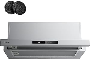 CIARRA CBCS6909A A+ Flachschirmhaube Dunstabzugshaube 60 cm Umluft Abluft 600 m³/h Touch-Bedienung Integrierte Flach Abzugshaube 3 Leistungsstufen mit CBCF055 Aktivkohlefilter Silber