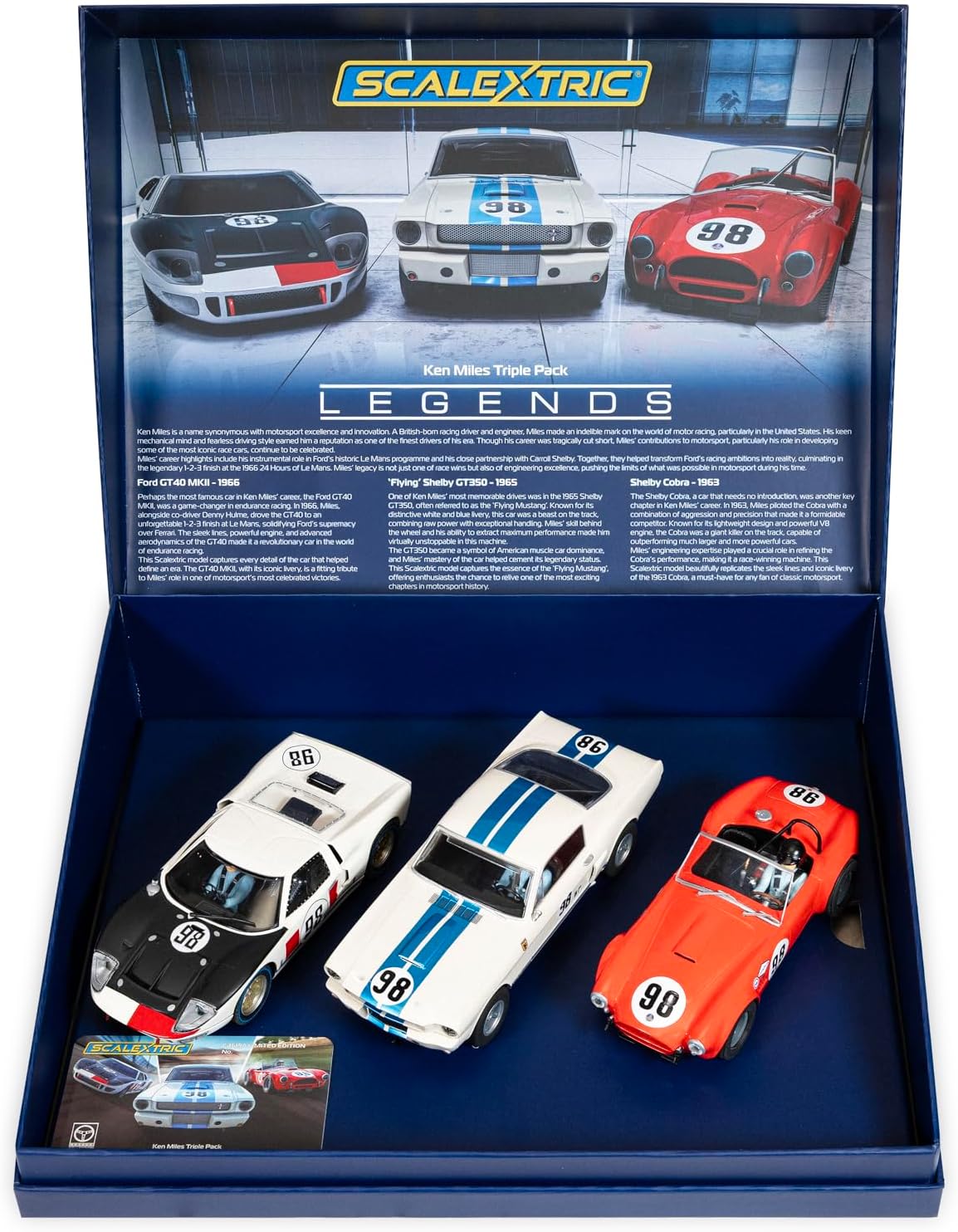 Scalextric C4619A Ken Miles Triple Pack Slot Cars Circuito de Carreras