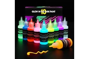 Magicfly Peinture Fluorescente Acrylique Luisant Dans Le Noir, 10 couleurs(20 ml) Glow in the Dark, Autoluminescente Couleur Peinture pour la Décoration