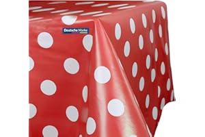 ‎TEXMAXX TEXMAXX® Wachstuchtischdecke versch. Größen - 200 x 140 cm/abwaschbare Tischdecke/Wachstischdecke/Wachstuch Tischdecke geeignet als Gartentischdecke - Punkte Muster in Rot-Weiß