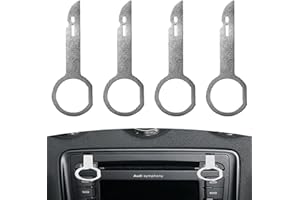 YURUIHKAO 4 Pcs Radio Removal Tool Keys, Radios/DVD/CD Release Key Extraction Tools, Stainless Steel Pin Stereo Adapter Disassembly Tool, Universal Media Player Pins for Audi VW VolksWagen (Silver)