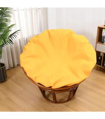 Surwin Coussin Papasan Rond 130x130cm Blanc - Housse Confortable Pour Chaise Suspendue Intérieur Extérieur