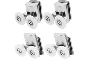 JRSHIRLEYLTD 4 ruote gemellate per porta doccia, rullo per cabina in lega di zinco, ricambio per cabine curve, per bagno, porte curve (2 superiori, 2 inferiori)