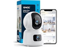 GNCC Überwachungskamera Innen, Babyphone mit Kamera, 360°Hundekamera mit APP 2-Wege-Audio, 1080p-HD-Video, WLAN Kamera, Nachtsicht, Bewegungserkennung & Geräuscherkennung, für Babys/Haustiere, 2,4GHz
