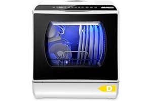 AIRMSEN Mini Table Top Dishwasher - Upgraded 6 Programs Portable Countertop Dishwasher No Plumbing with 2 Water Supply Modes for Kitchen Apartment Outdoor - with Baby Care Mode