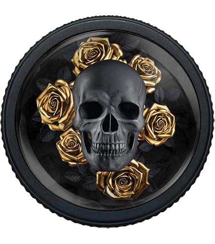 4-Pack Skull Kitchen Cabinet Knobs – Round Matte Black Aluminum With Crystal Glass Skull Art, Screw Set Included