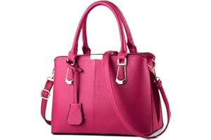 DORRISO Women Handbags Ladies Top Handle Bag Large Tote Bag Top Handle Satchel Shoulder PU Leather Fashion Ornaments Top Handle Bag Rose Red