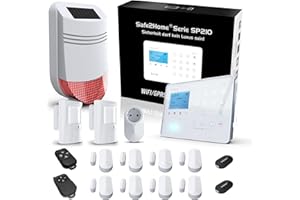 Safe2Home® Funk Alarmanlage Großes Set SP210 mit Sabotageschutz u Lichtsteuerung - deutsch - GSM WLAN Alarmsystem SMS Alarmie