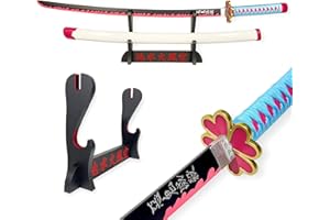 FÉENOMENN Katana Mitsuri Kanroji - Epée Lame Bois - Support Japonais Inclus