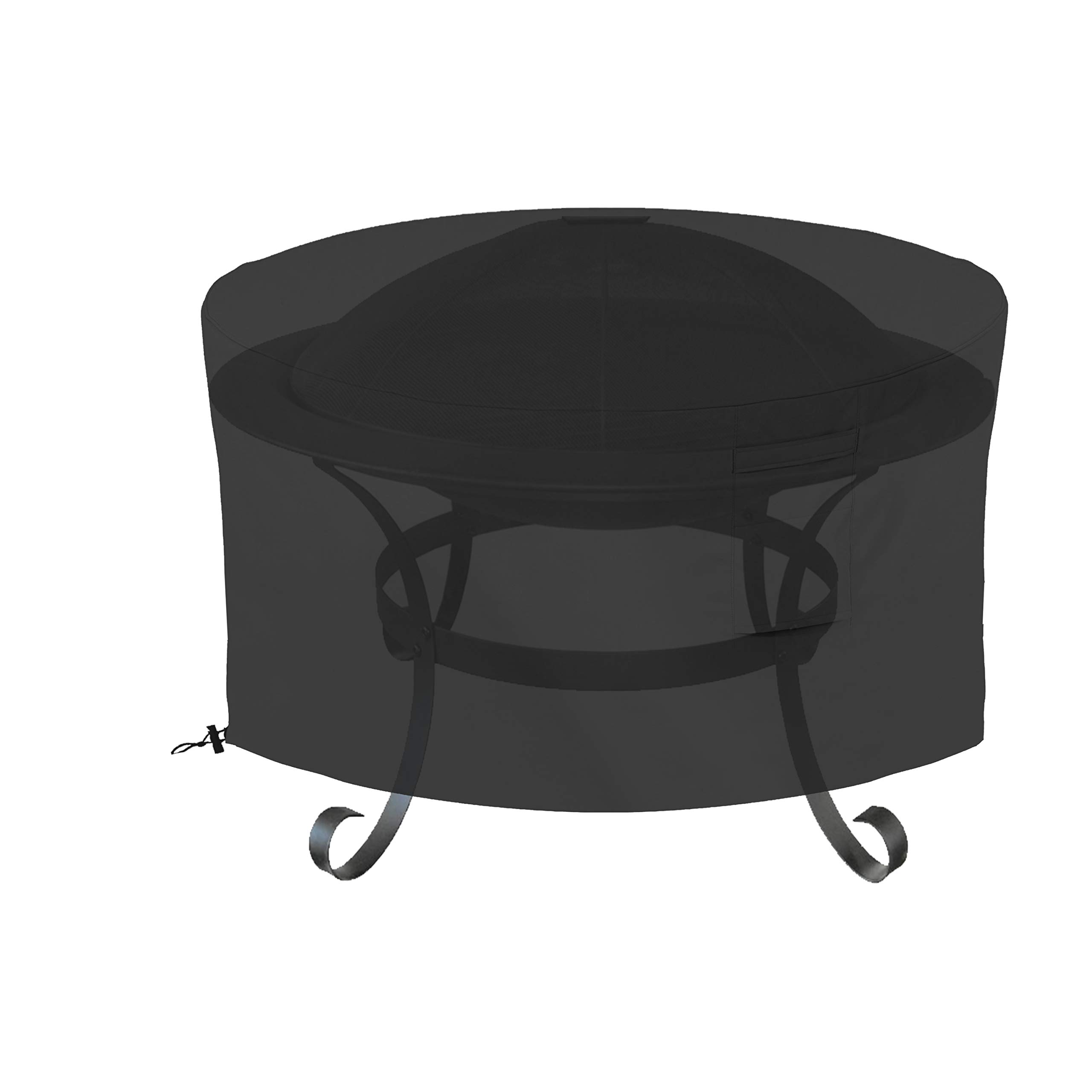 Fire Pit Outdoor Covers Waterproof, 100% UV Resistant, 18Oz PVC Heavy Duty Fabric with Air Pockets and Drawstring for Snug fit to Withstand Winds & Storms. – Bild 6