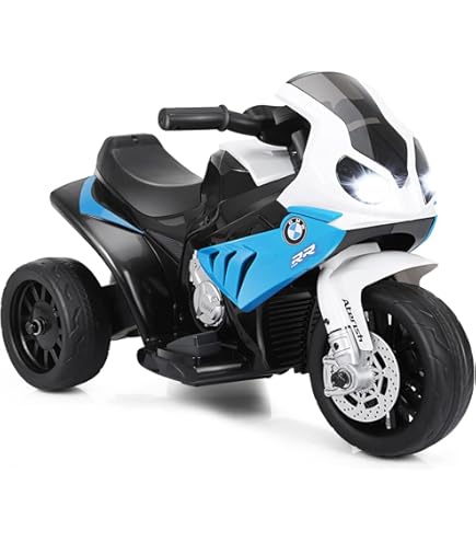 COSTWAY Elektrische motorfiets voor kinderen, 6 V, kindermotorfiets met koplampen, elektrische motorfiets met steunwielen, elektrische motorfiets voor kinderen vanaf 18 maanden, blauw