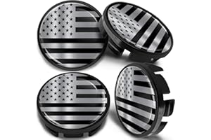 SkinoEu Compatibile con Coprimozzo VW 65mm Copricerchi Tappi Ruota Cerchi Lega Ricambio Nero Argento Bandiera USA CV 16