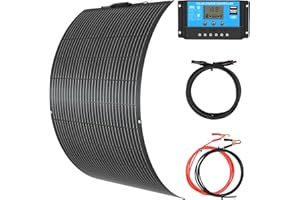XINPUGUANG Kit Panneau Solaire Souple 100W 12V pour 12V Batterie, EV, Camping-car, Marine, Bateau, Caravane + Contrôleur de charge solaire PWM 10A 12V/24V + Câbles solaires de 3m