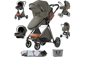 Sianldcone Poussette 3 en 1, Tissus Haut de Gamme Poussette Bebe, Poussoir Bidirectionnel Poussette Avec Cosy, Vision Buverte Poussettes Combinées (V9 Deep Grey)