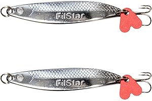 ‎PRO FILSTAR PRO FILSTAR Asymmetrisch Forellen Spoon Silber Set 2Stk, Drillingshaken Graviert Forellenköder - Blinker Forelle & Raubfisch Angeln Köder Set - Wels & Hecht Fischköder - Kunstköder Wobbler