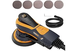MAXXT 150mm Eccentric Sander, 2.5mm Orbital Sander with 6 Variable Speeds, 350W Brushless, Multi-Function Sander for Wood Polishing