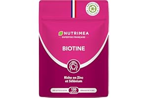 LABORATOIRES NUTRIMEA BIOTINE | Sans Excipient | Accélère la Pousse des Cheveux & Ongles | Avec Vitamine B8, Pépins de Courge, Zinc et Sélénium | 120 Gélules Vegan | Fabrication Française | Nutrimea