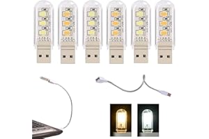 Cerioll Flexible Luz USB, Lampara LED USB Para Pc Portatil, Cuello de Cisne Ajustable (3 Luces Blancas + 3 Luces Amarillas)