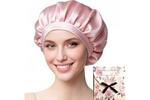 BODIIWULIU Gorro de Seda Ajustable, Gorro de Seda para Dormir con Banda Ancha Elástica, Reutilizable Suave y Cómodo para Dormir, Adecuado para la Mayoría de los Tipos de Cabello