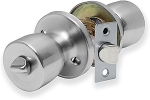 XFORT Tulip Privacy Knob Set Satin Chrome, Door Knob with Lock for Internal Wooden Bathroom Doors