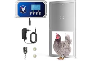 Krovtoy Clapet Automatique pour poulailler Kit d'ouverture du poulailler,ouvre-Porte poulailler avec minuterie & capteur de lumière pour Les fermes Smart Home, tél