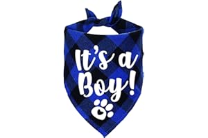 STMK It's A Boy Plaid Dog Bandana, Pregnancy Announcement Plaid Dog Bandana, Baby Announcement Plaid Dog Bandana Gender Reveal Photo Prop for Dog Puppy (Blue)