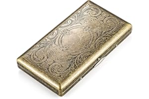 OHAODUO Damska papierośnica w stylu vintage, metalowa, z pudełkiem na prezent, dla kobiet, antyczna, na 100 mm slim 20 papierosów, stal nierdzewna, wąska