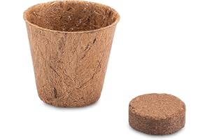 HappySeed 10 macetas de cultivo de coco y pastillas de origen sin turba para un cultivo exitoso, ideal para esquejes y semillas, diferentes tamaños (0,05 l, diámetro de 6 cm)