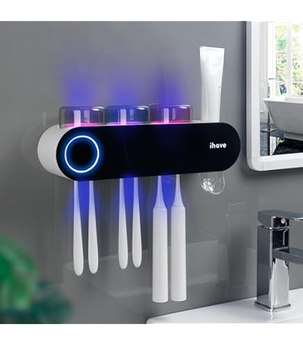 Yamazaki Zahnbürstenhalter Schwarz - Klebehaken Für Badezimmer 2,7x4x6cm