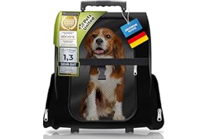 GOODS+GADGETS All Pets United Trolley para Perros pequeño transportador de Mascotas para Perros y Gatos Trolley Mochila para Mascotas con Brazo telescópico (Negro)