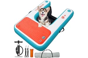 GYMMALL Piattaforma gonfiabile per cani, 81 x 119 cm, antiscivolo, per cani da 0 a 90 kg, rampa galleggiante per cuccioli in EVA e rampa d'acqua per animali domestici, per barca, piscina, bacino, lago