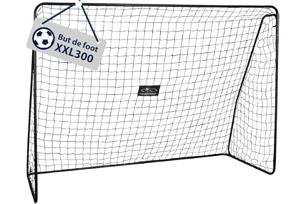 HUDORA But de Football XXL - Grand but de football pour enfants & adultes - Goal de football solide et résistant aux intempéries avec filet serré pour la maison