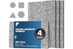 shinfly Fieltro Adhesivo Muebles 4 Piezas - 5 mm de Grosor 20 x 15 cm - Protectores para Patas de Mesa - Almohadillas Fieltro Protegerán Pisos de Madera contra Rasguños y Marcas, Gris