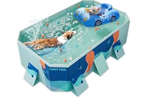 BOODPET Foldable Non-Inflatable Pool – 2.23m Heavy-Duty PVC Bathing Pool, Large Garden Pool with Quick Drain Valve & Anti-Slip Design, Includes Repair Patch – Blue