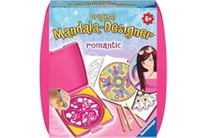Ravensburger Mandala Designer Mini Romantic 29947, Zeichnen Lernen für Kinder ab 6 Jahren, Zeichen-Set mit Mandala-Schablone für farbenfrohe Mandalas