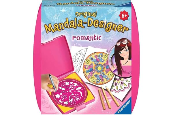 Ravensburger – Mandala Designer – Mini – Dessin – Loisir créatif – Kit Voyage – Pochoir – Romantic – Activité créative – Enfant – Dès 6 Ans – 29947 – Version française