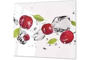 CONCEPT CRYSTAL Tabla de cocina de vidrio templado - Tabla de cortar de cristal resistente – Cubre Vitro Decorativo – UNA PIEZA (60 x 52 cm) o DOS PIEZAS (30 x 52 cm); D07H Frutas y verduras